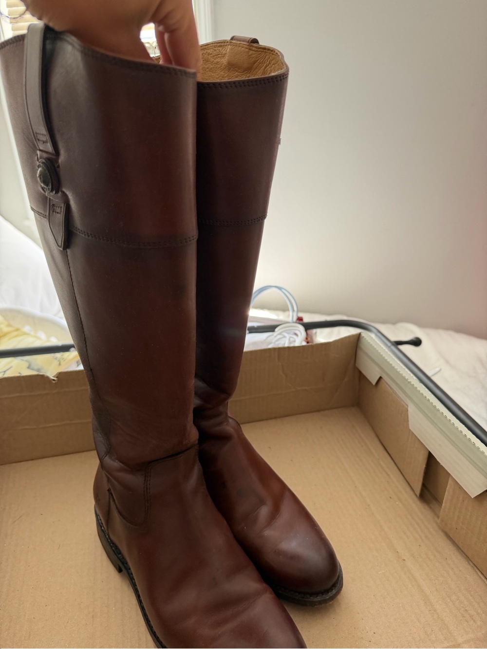 FRYE AND CO. Women's Tall Leather Riding Boots in Brown - Picture 4 of 8